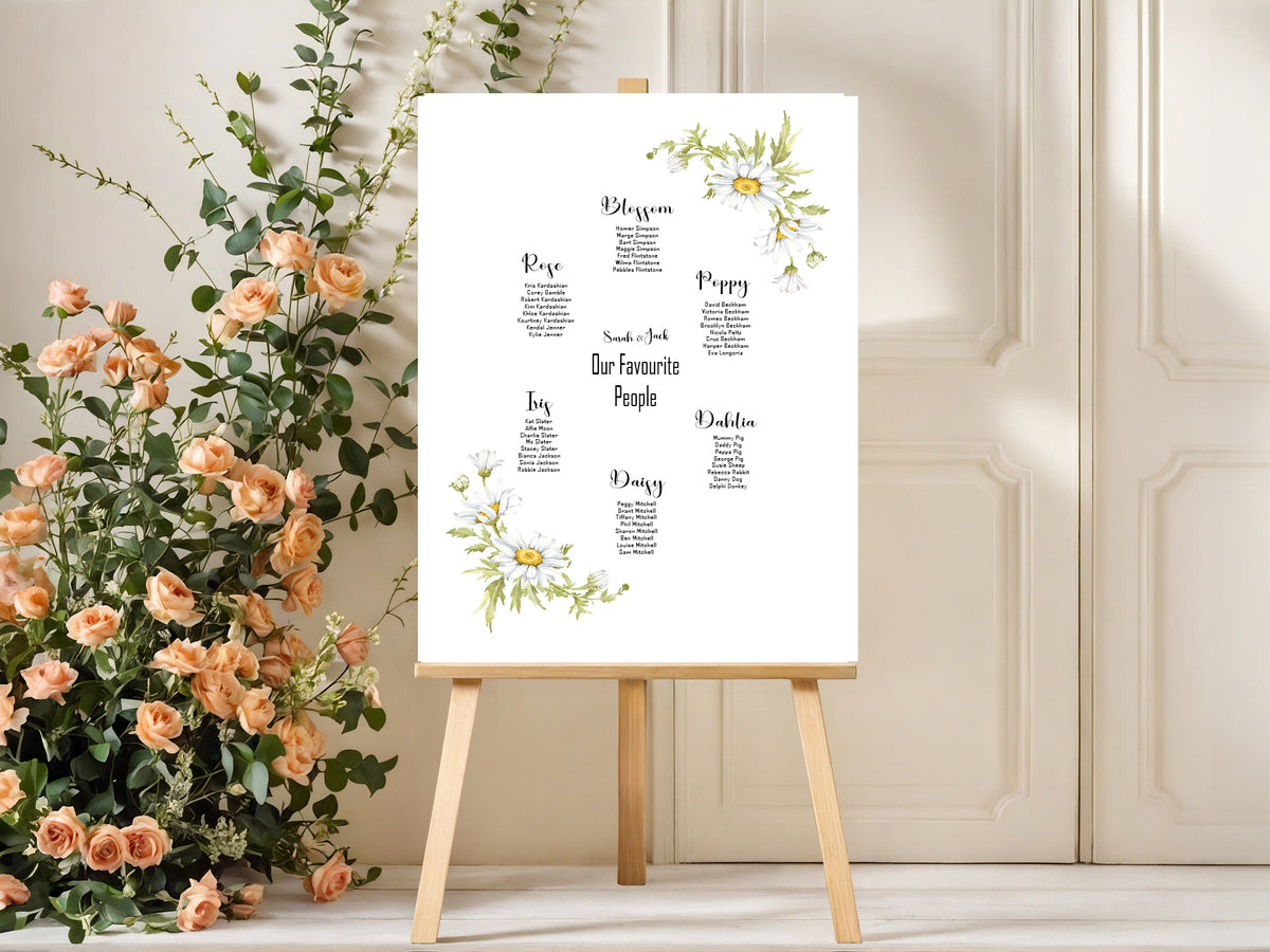 Daisy Wedding Seating Plan — additional Daisy mock-up