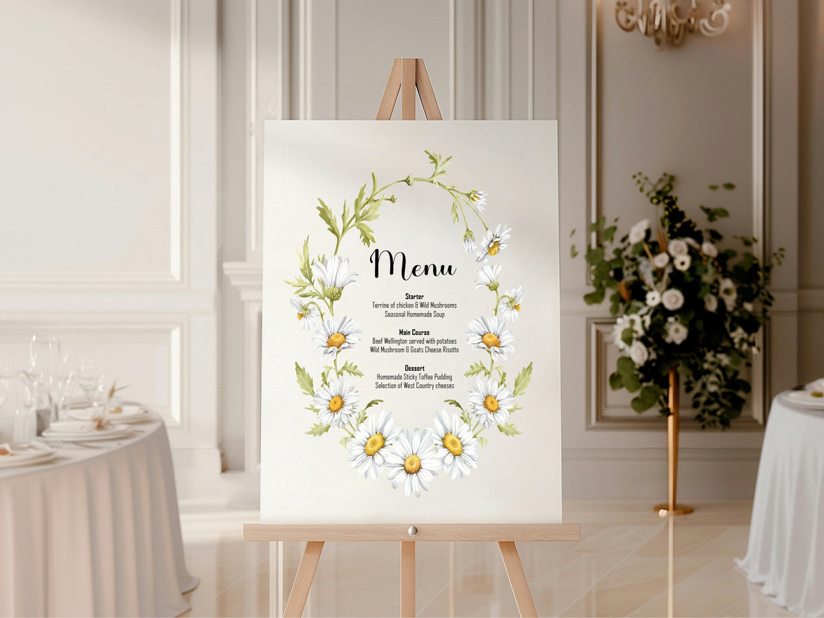 Daisy Wedding Menu Sign — additional Daisy mock-up