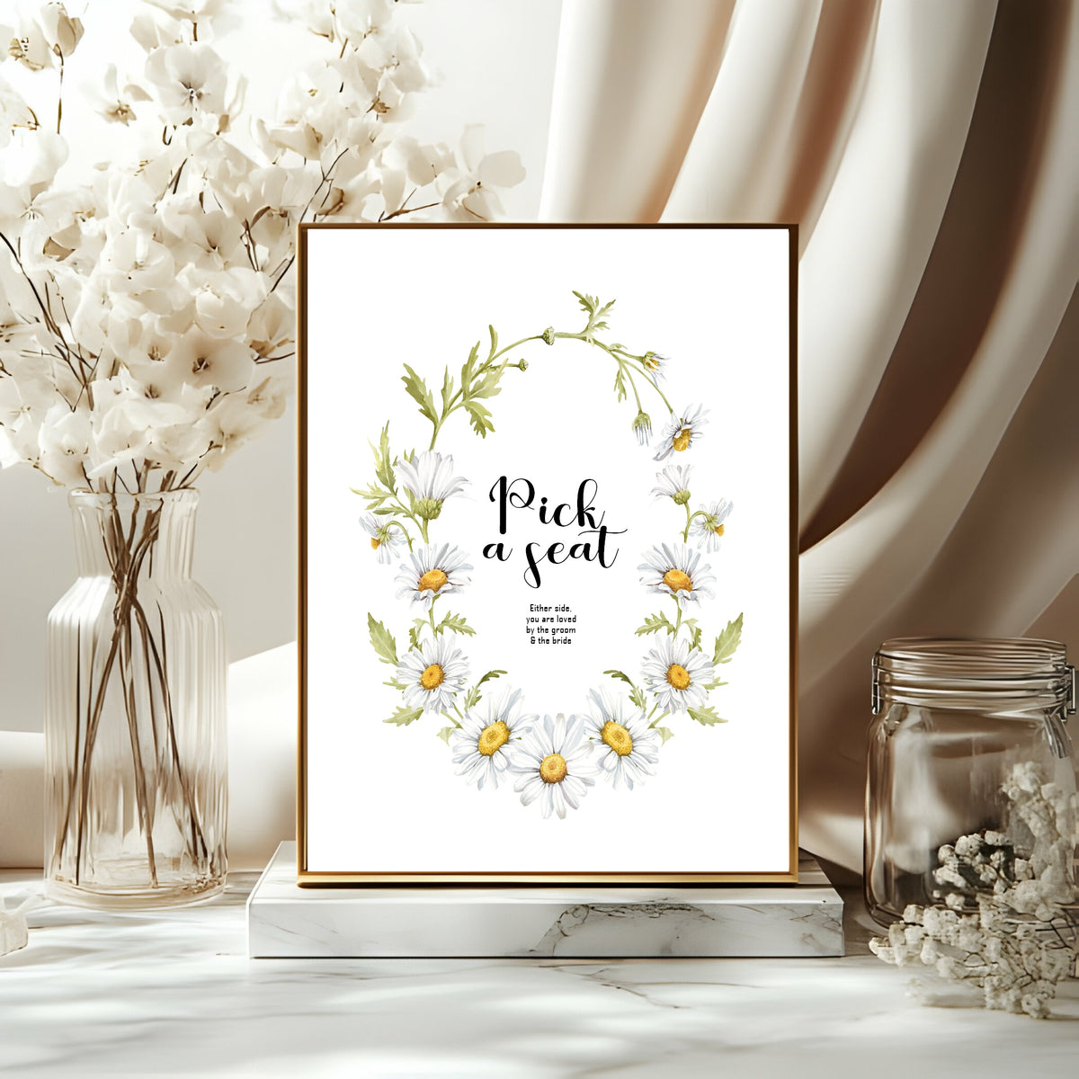 Daisy Wedding Pick a Seat Sign — main product image