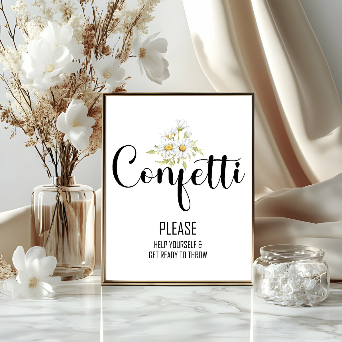 Daisy Wedding Confetti Sign — main product image