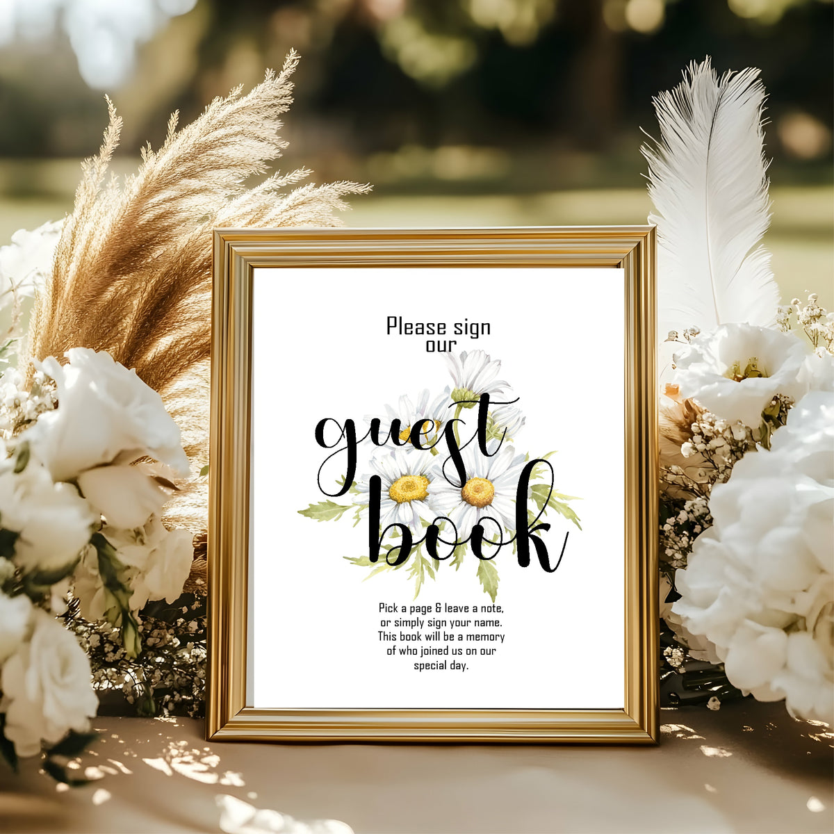 Daisy Wedding Guest Book Sign — additional Daisy mock-up
