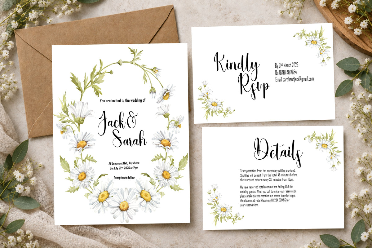 Daisy Wedding Invitation Suite — main product image