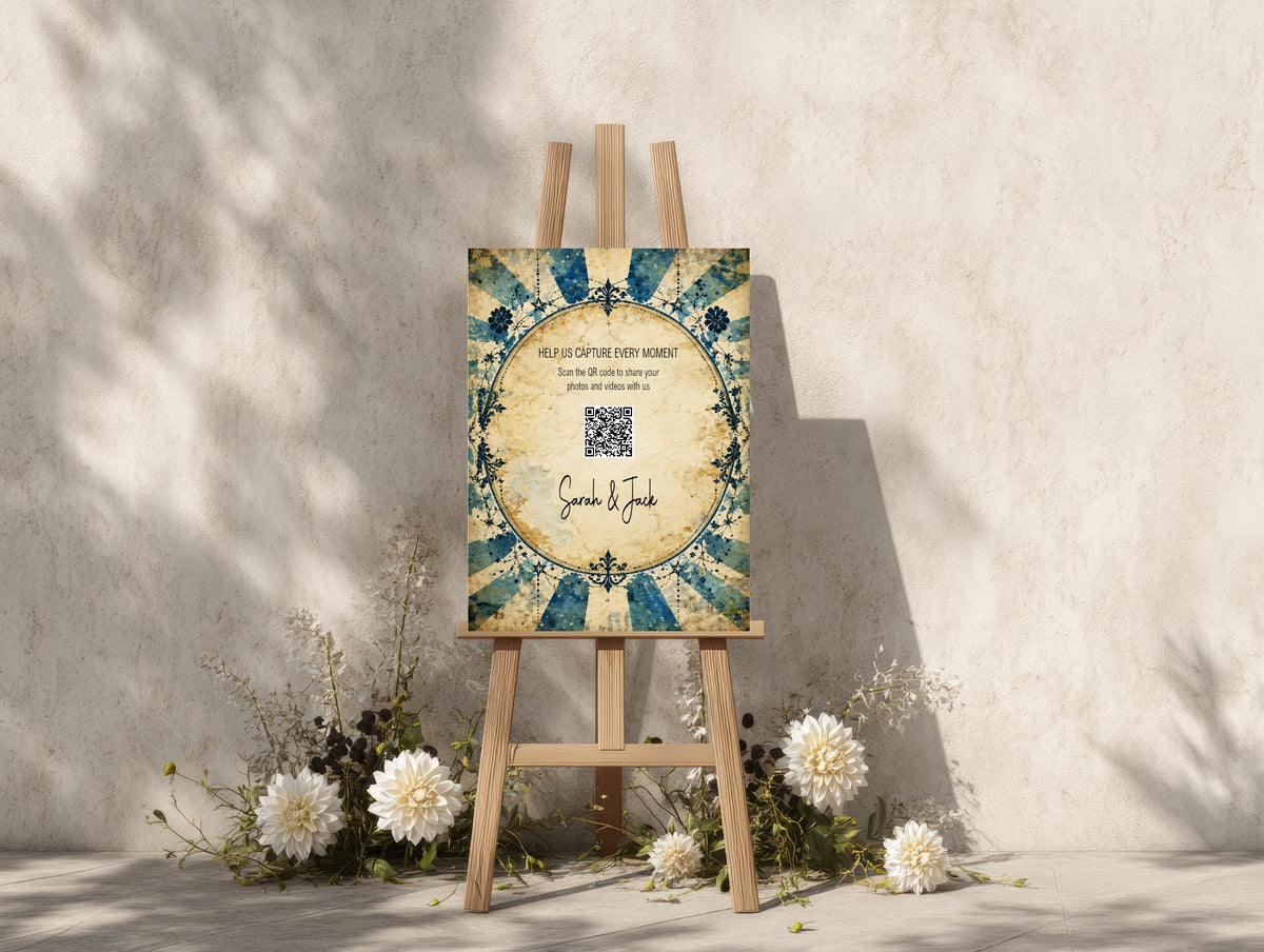 Gothic Circus Wedding QR Code Sign — alternative product mock-up