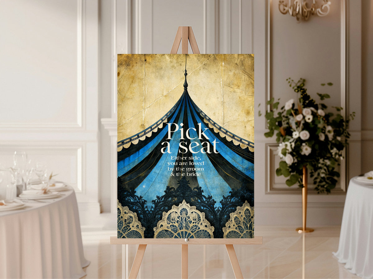 Gothic Circus Wedding Pick a Seat Sign — alternative product mock-up