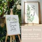 Green & White Rose Monogram Forever Print: wedding sign on one side, keepsake on the reverse