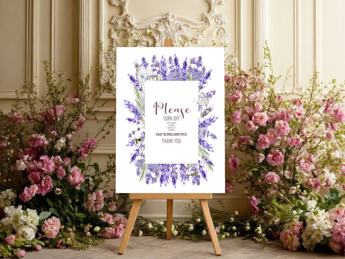 Lavender Floral Unplugged Ceremony Sign