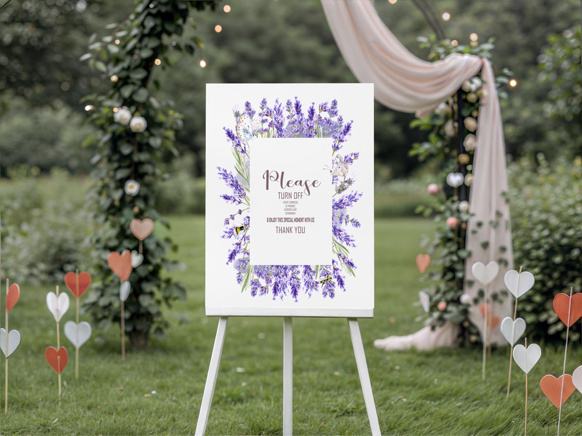 Lavender Floral Unplugged Ceremony Sign