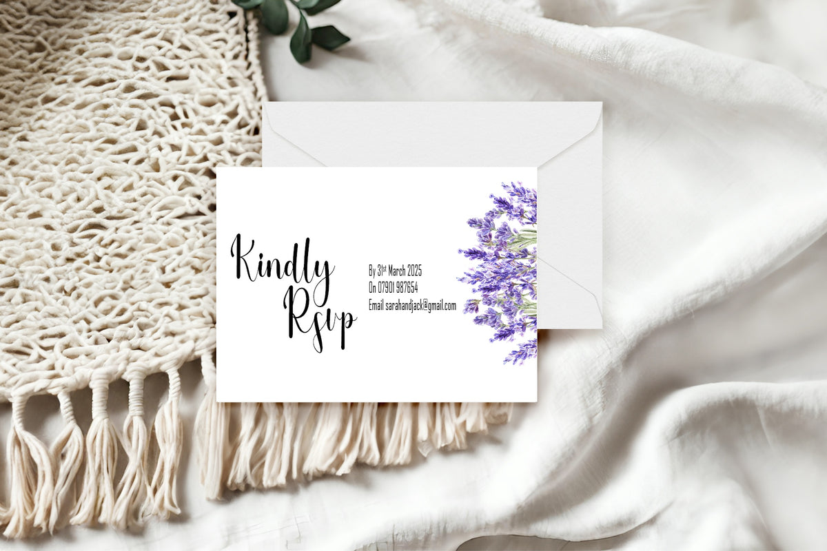 Lavender Floral Wedding RSVP Cards | Pack of 10