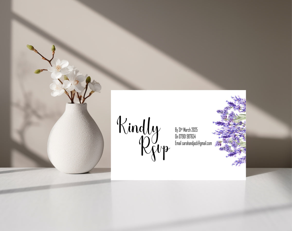 Lavender Floral Wedding RSVP Cards | Pack of 10
