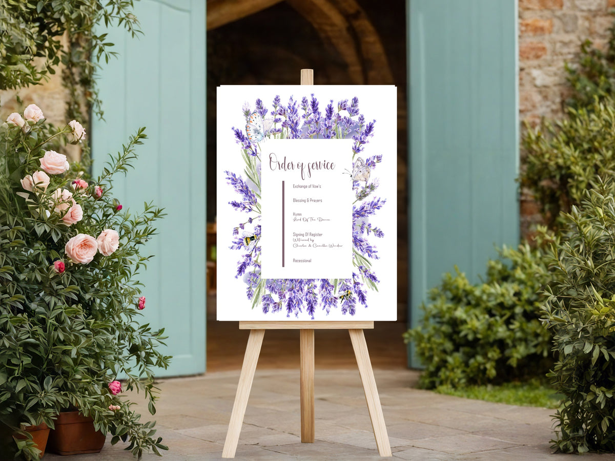 Lavender Floral Wedding Order of Service Sign
