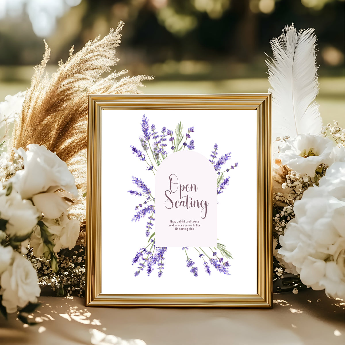Lavender Floral Wedding Open Seating Sign