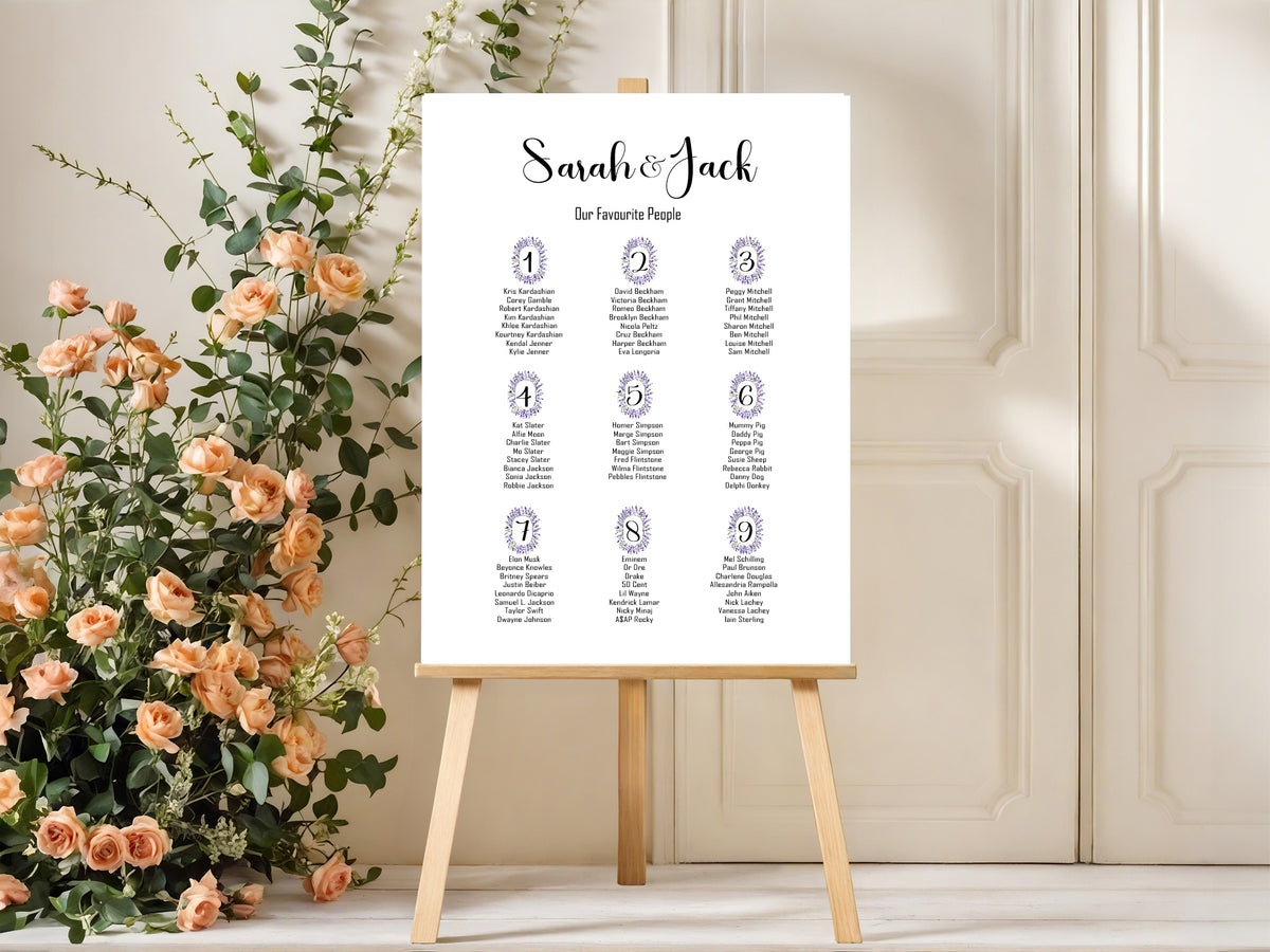 Lavender Floral Wedding Seating Plan