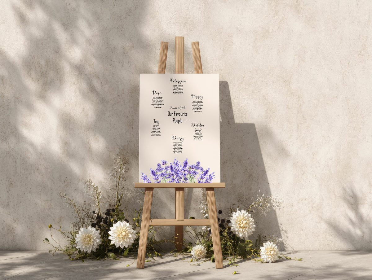 Lavender Floral Wedding Seating Plan