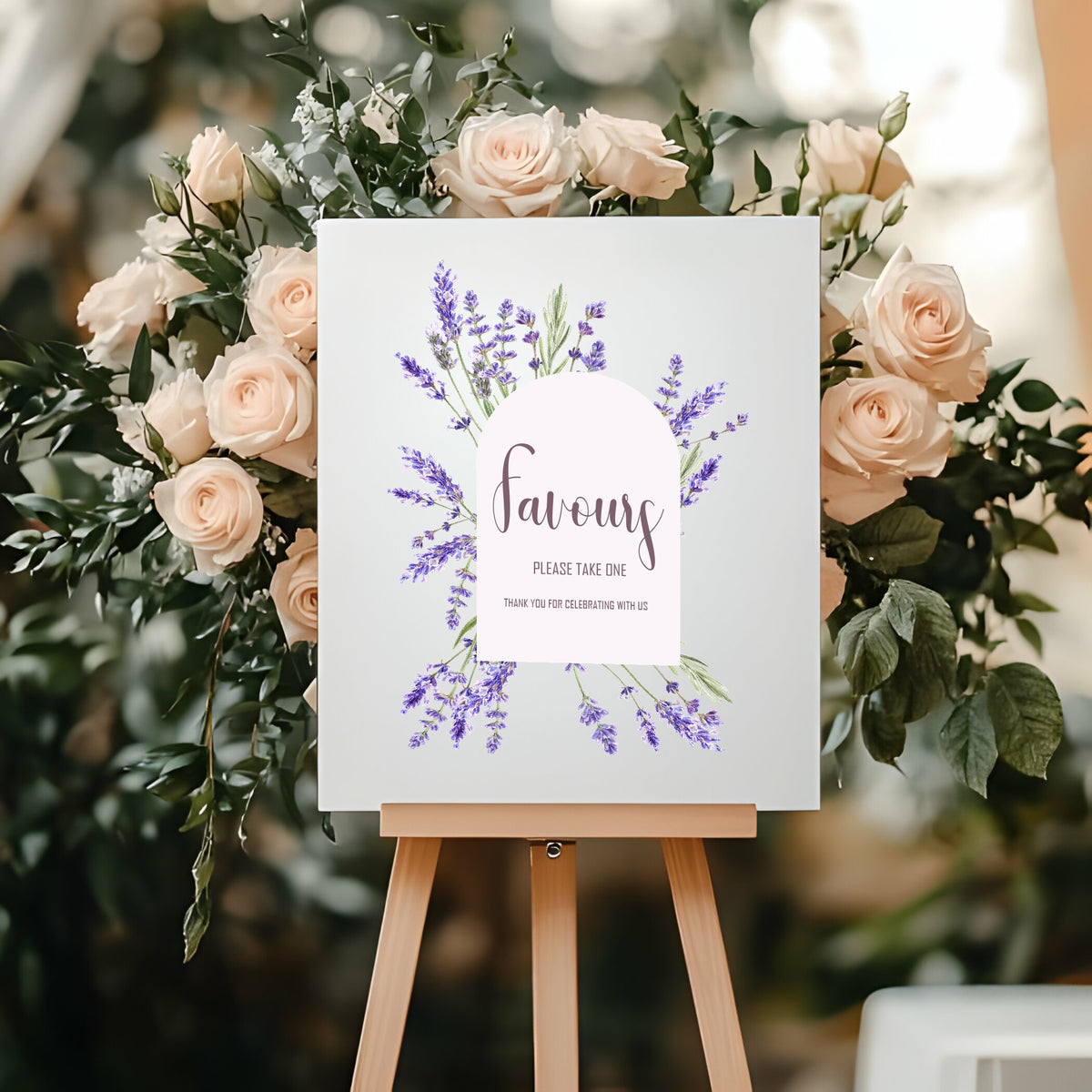 Lavender Floral Wedding Favours Sign