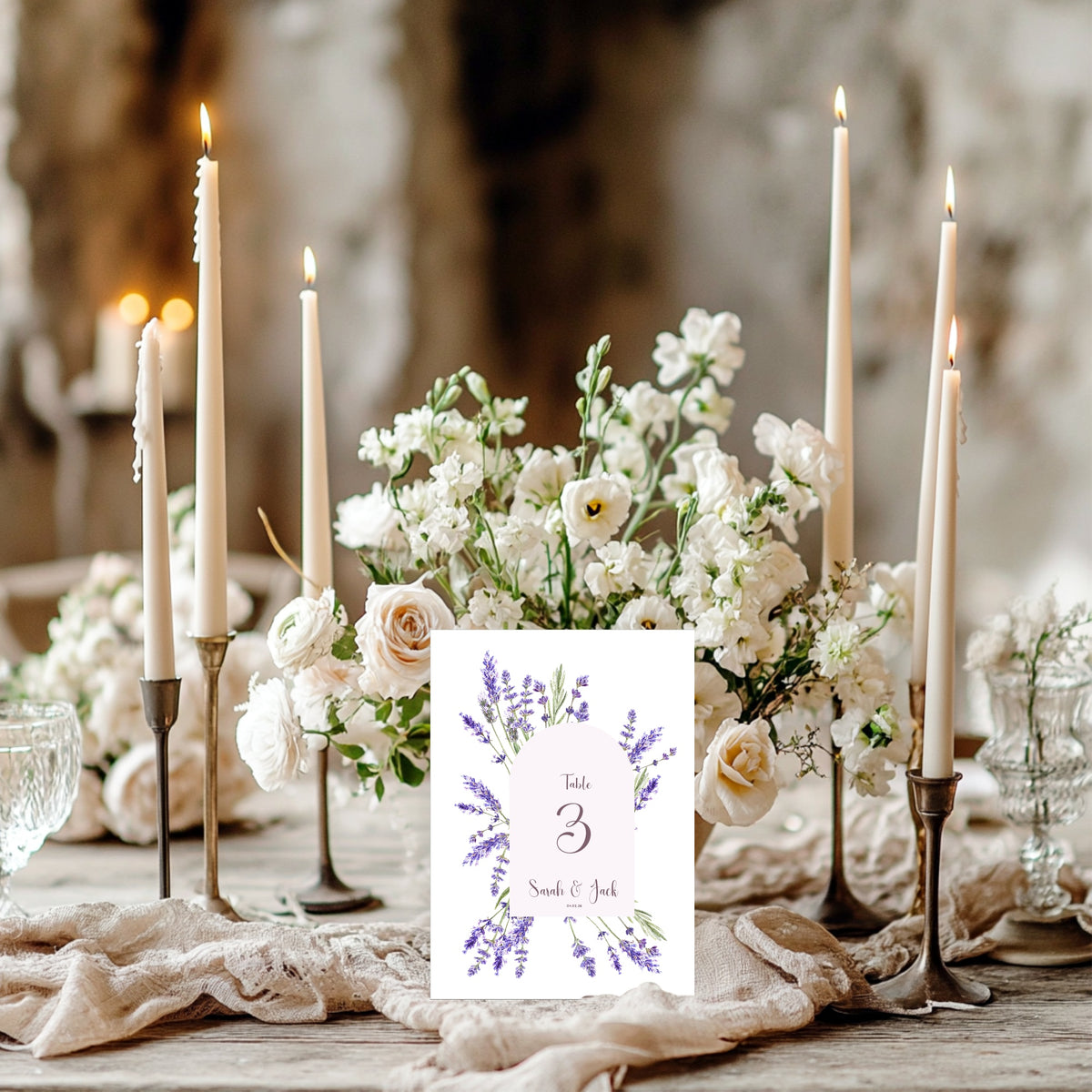 Lavender Floral Personalised Wedding Table Numbers