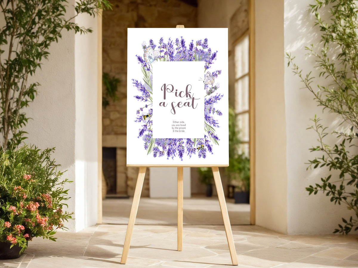 Lavender Floral Wedding Pick a Seat Sign