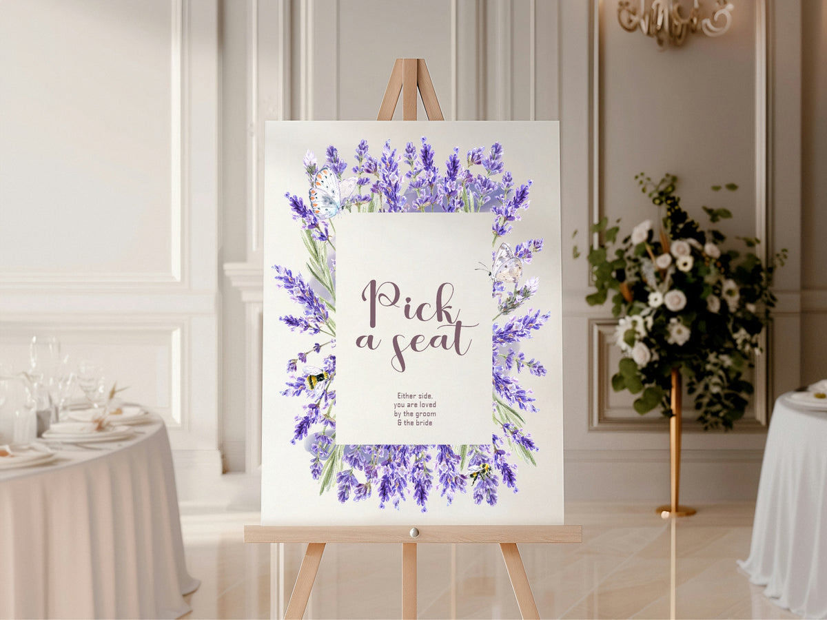 Lavender Floral Wedding Pick a Seat Sign