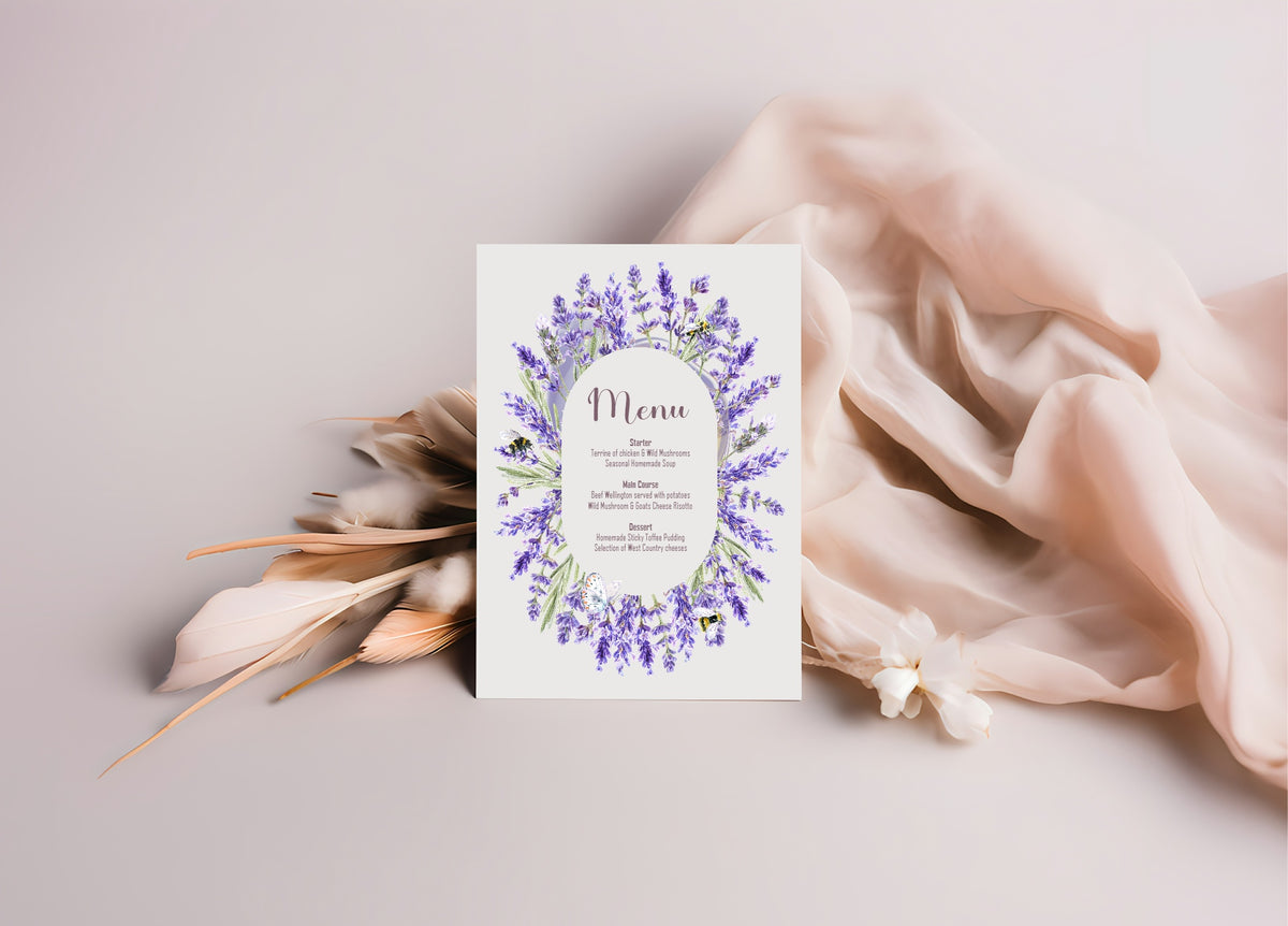 Lavender Floral Wedding Menu Sign