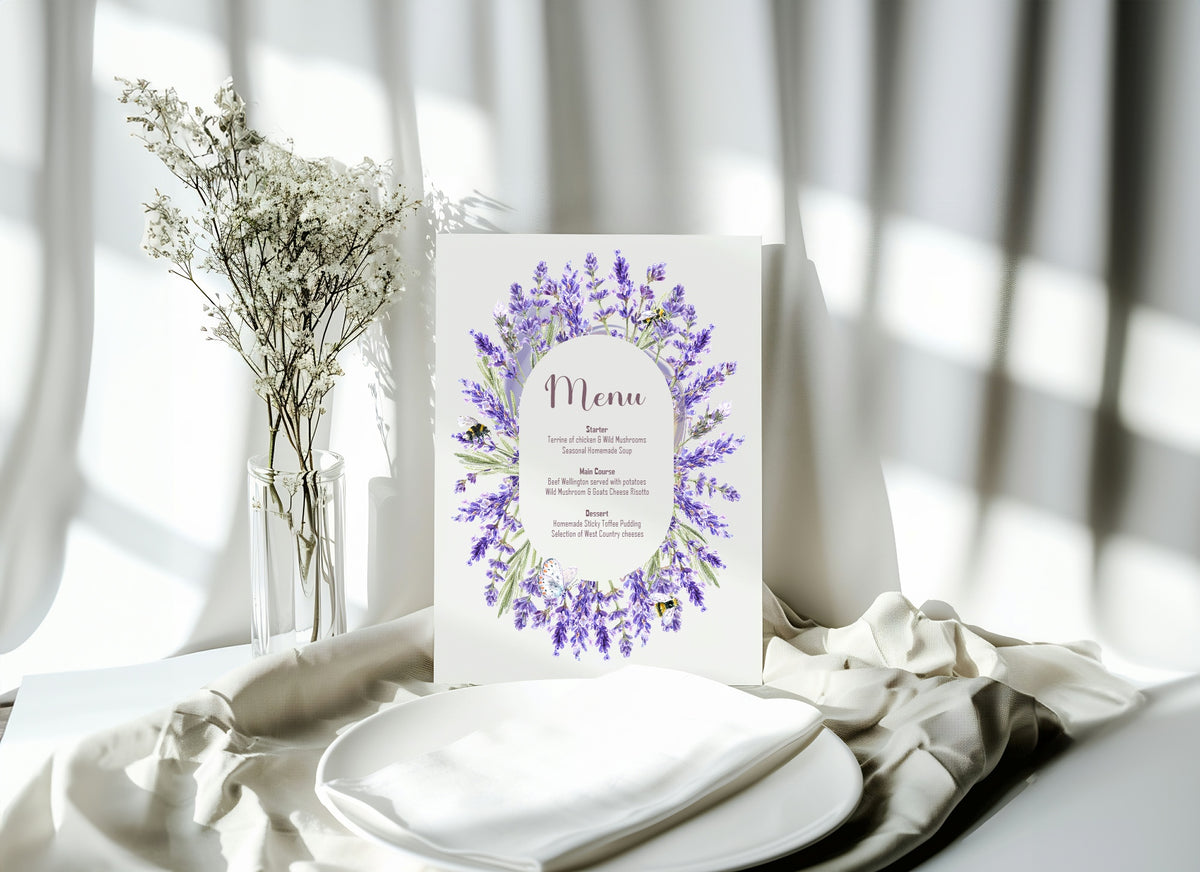 Lavender Floral Wedding Menu Sign