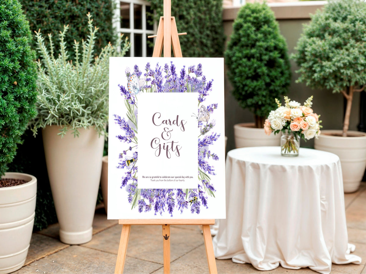 Lavender Floral Wedding Cards & Gifts Sign