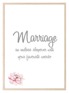 Marriage Definition Print | An Endless Sleepover With Your Favourite Weirdo | Family Wall Art | Customisable - Larosier Prints