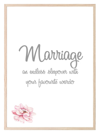 Marriage Definition Print | An Endless Sleepover With Your Favourite Weirdo | Family Wall Art | Customisable