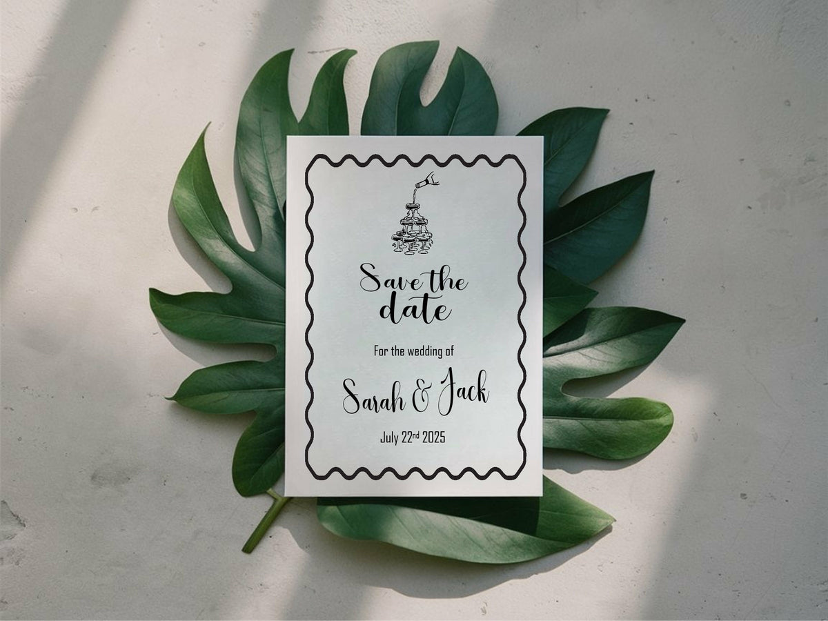 Monochrome Champagne Wedding Save the Date Cards | Pack of 10