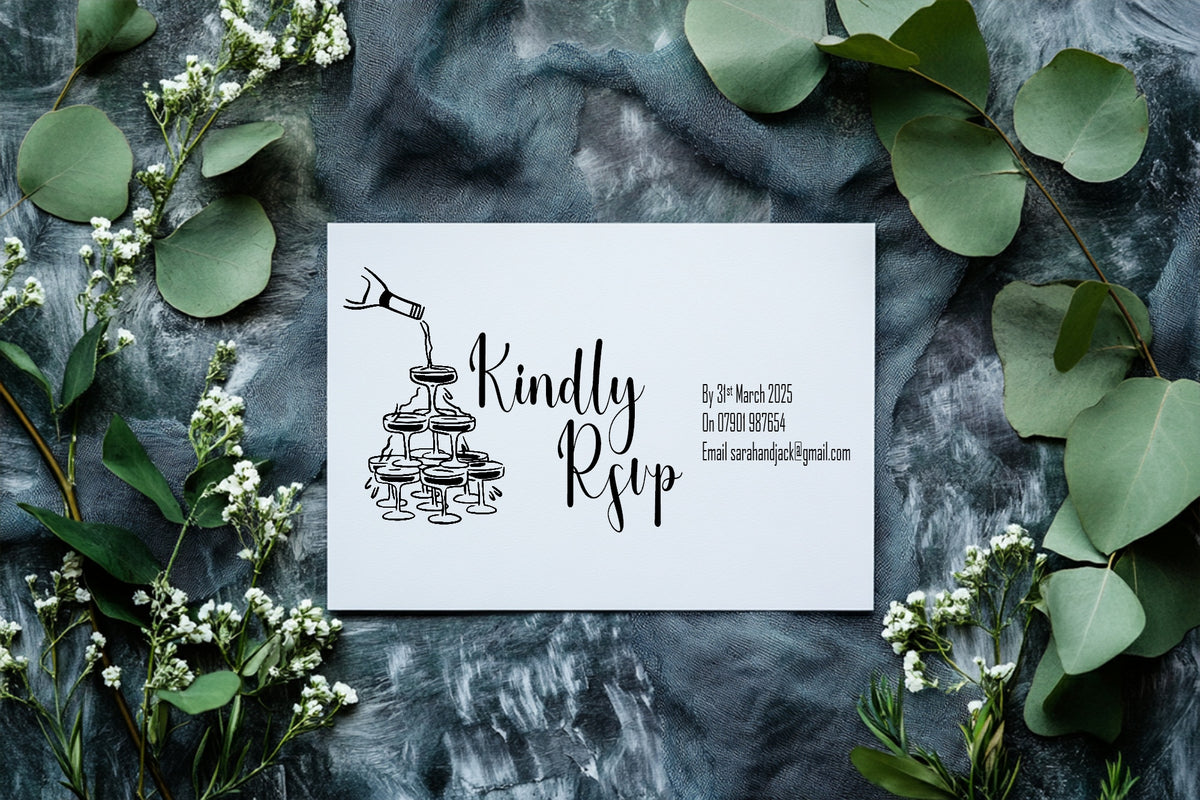 Monochrome Champagne Wedding RSVP Cards | Pack of 10