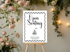 Monochrome Champagne Wedding Open Seating Sign
