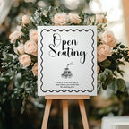 Monochrome Champagne Wedding Open Seating Sign