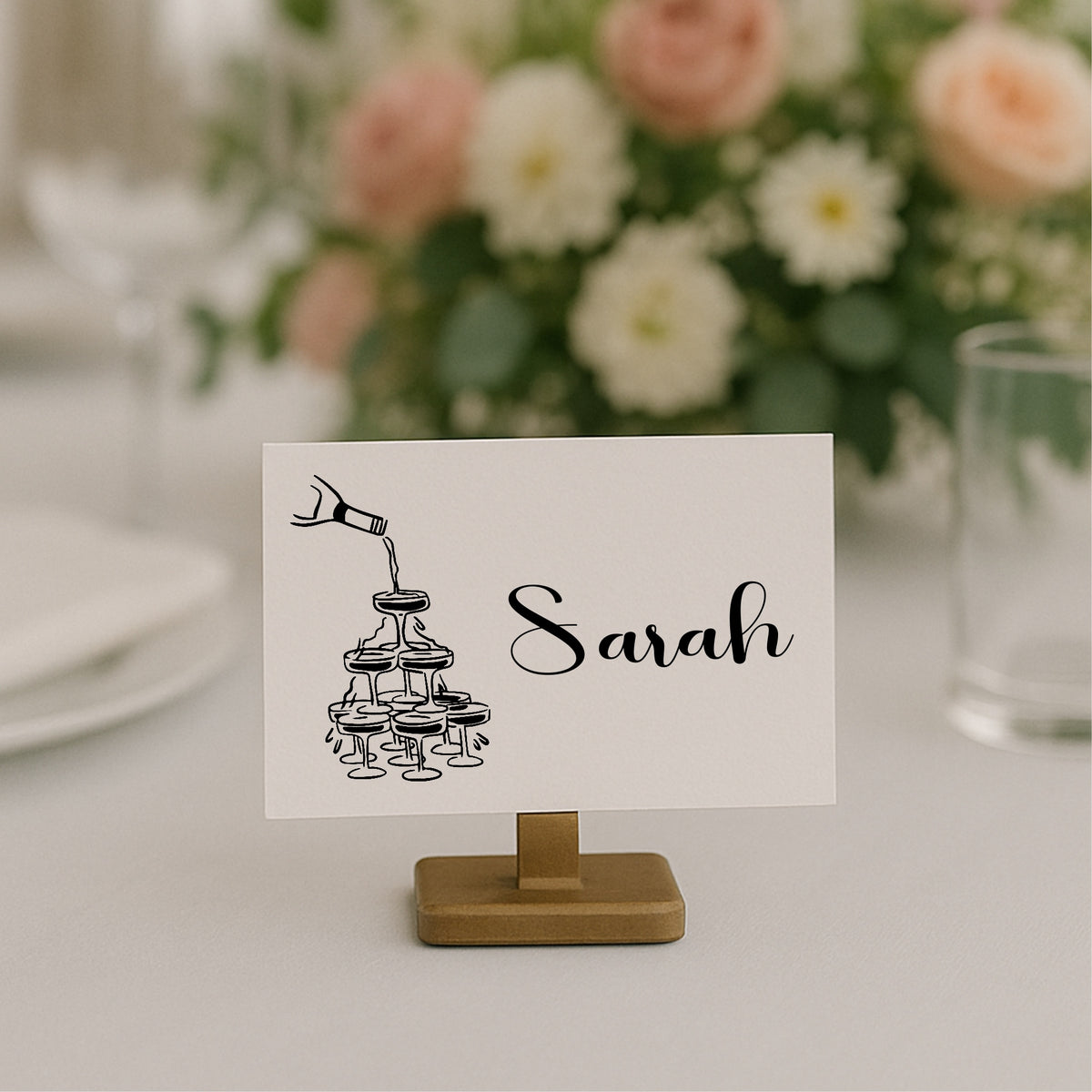 Monochrome Champagne Wedding Place Cards | Pack of 10