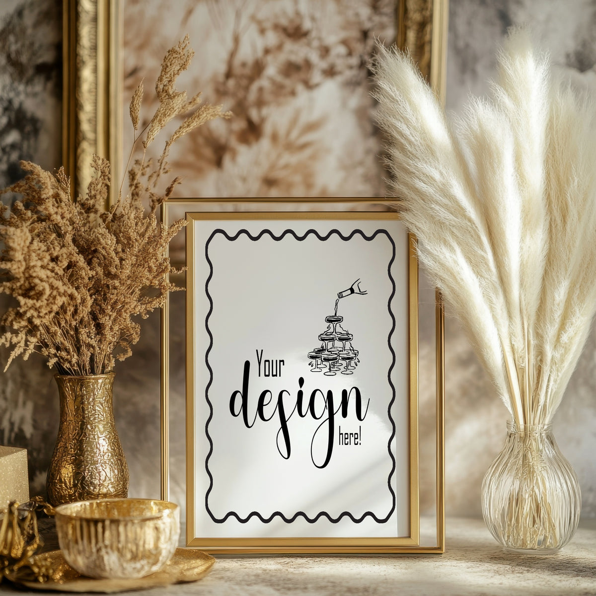 Monochrome Champagne Wedding Custom Wording Sign