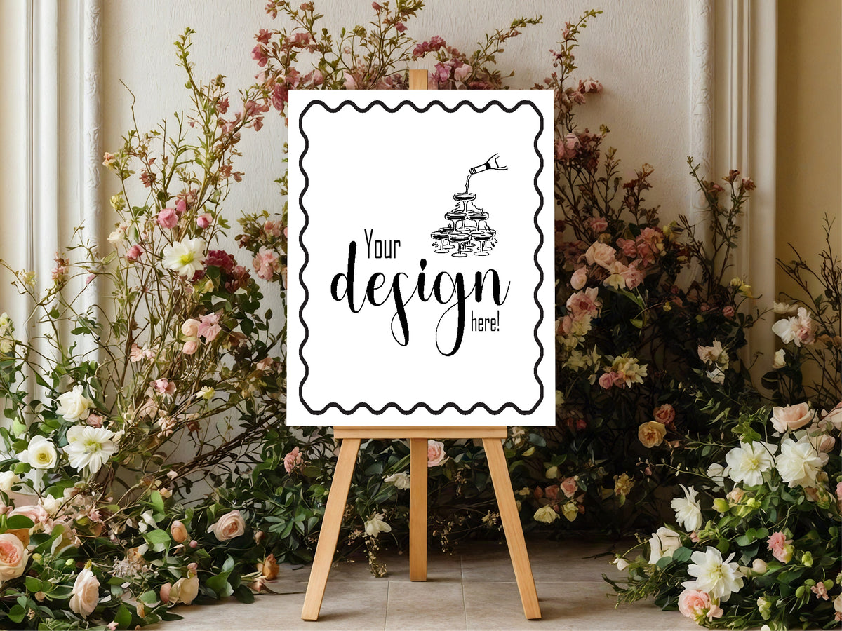 Monochrome Champagne Wedding Custom Wording Sign