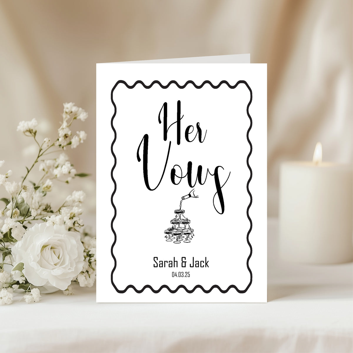 Monochrome Champagne Personalised Wedding Vow Books | Set of Two