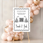 Monochrome Champagne Wedding QR Code Sign