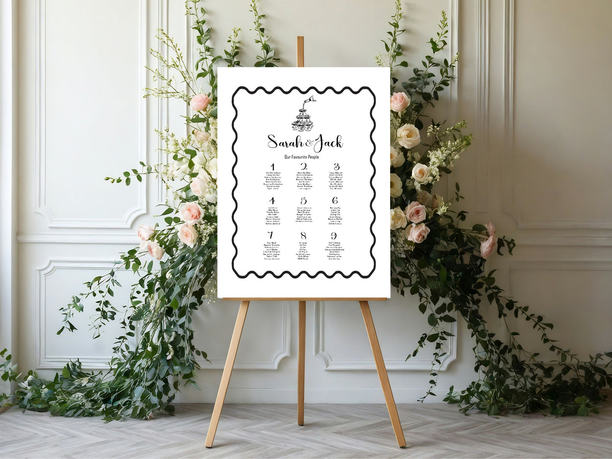 Monochrome Champagne Wedding Seating Plan
