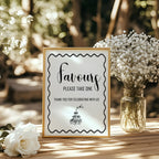 Monochrome Champagne Wedding Favours Sign