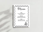 Monochrome Champagne Wedding Menu Sign