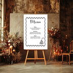 Monochrome Champagne Wedding Menu Sign