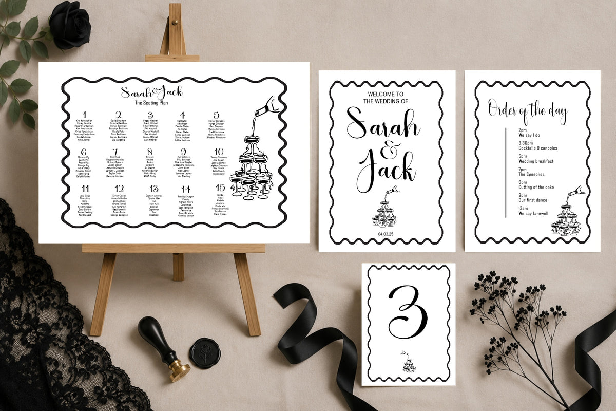 Monochrome Champagne Essential Wedding Sign Bundle