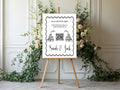 Monochrome Champagne Wedding QR Code Sign