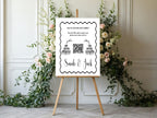 Monochrome Champagne Wedding QR Code Sign