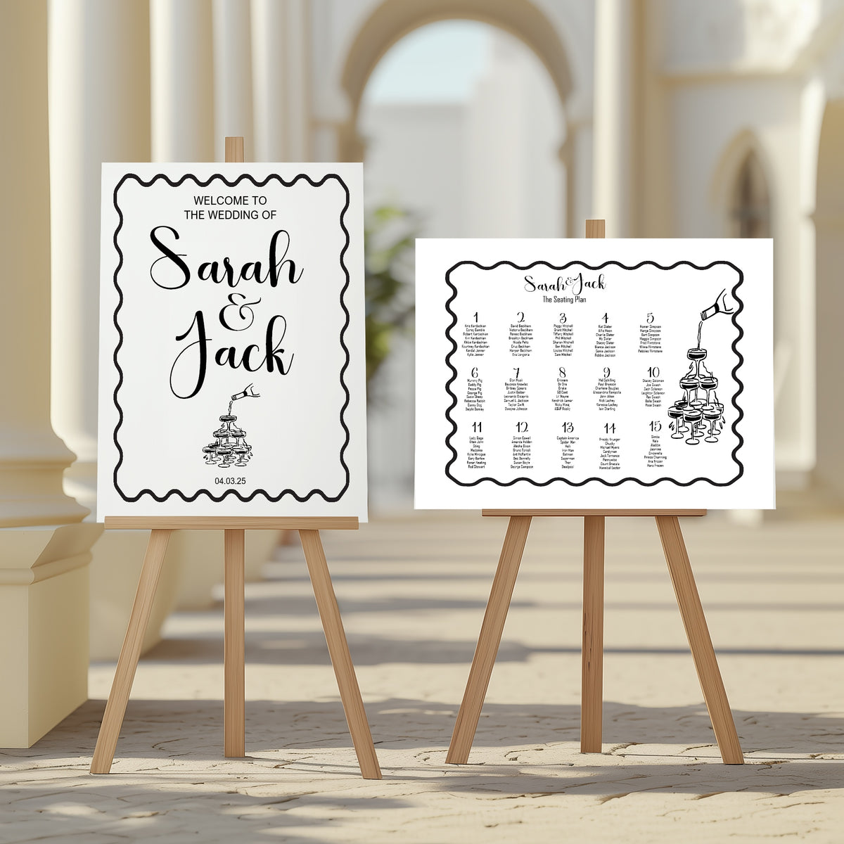 Monochrome Champagne Complete Wedding Sign Bundle
