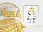 Personalised Champaign Mr & Mrs Print | Wedding & Engagement Wall Art - Larosier Prints