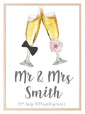 Personalised Champaign Mr & Mrs Print | Wedding & Engagement Wall Art - Larosier Prints