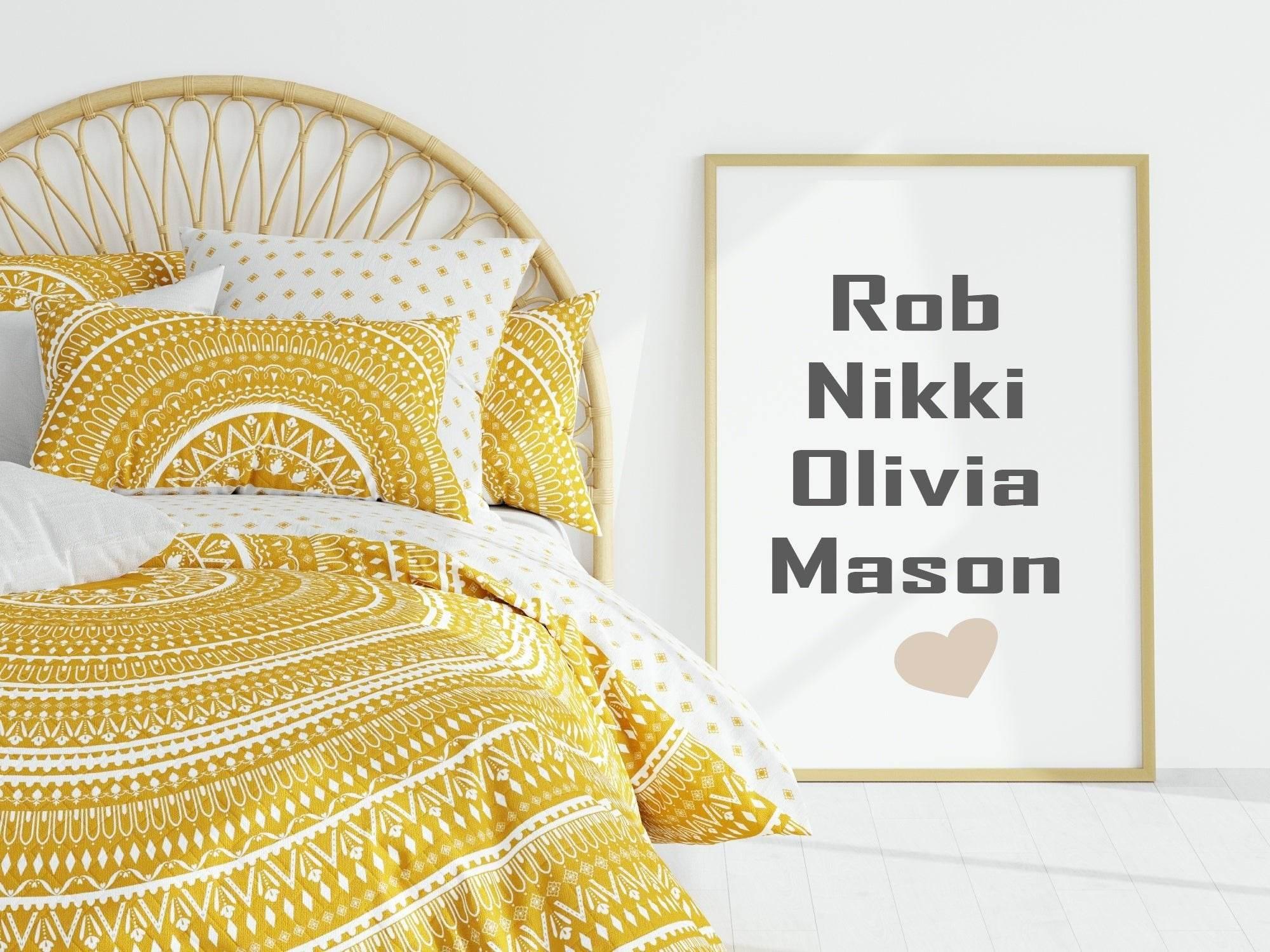 Personalised Family Names Print | Bold Customisable Wall Art - Larosier Prints