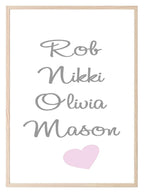 Personalised Family Names Print | Home Wall Art - Larosier Prints