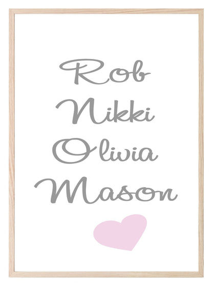 Personalised Family Names Print | Home Wall Art