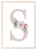 Personalised Floral Initial Print | Flower Wall Art - Larosier Prints