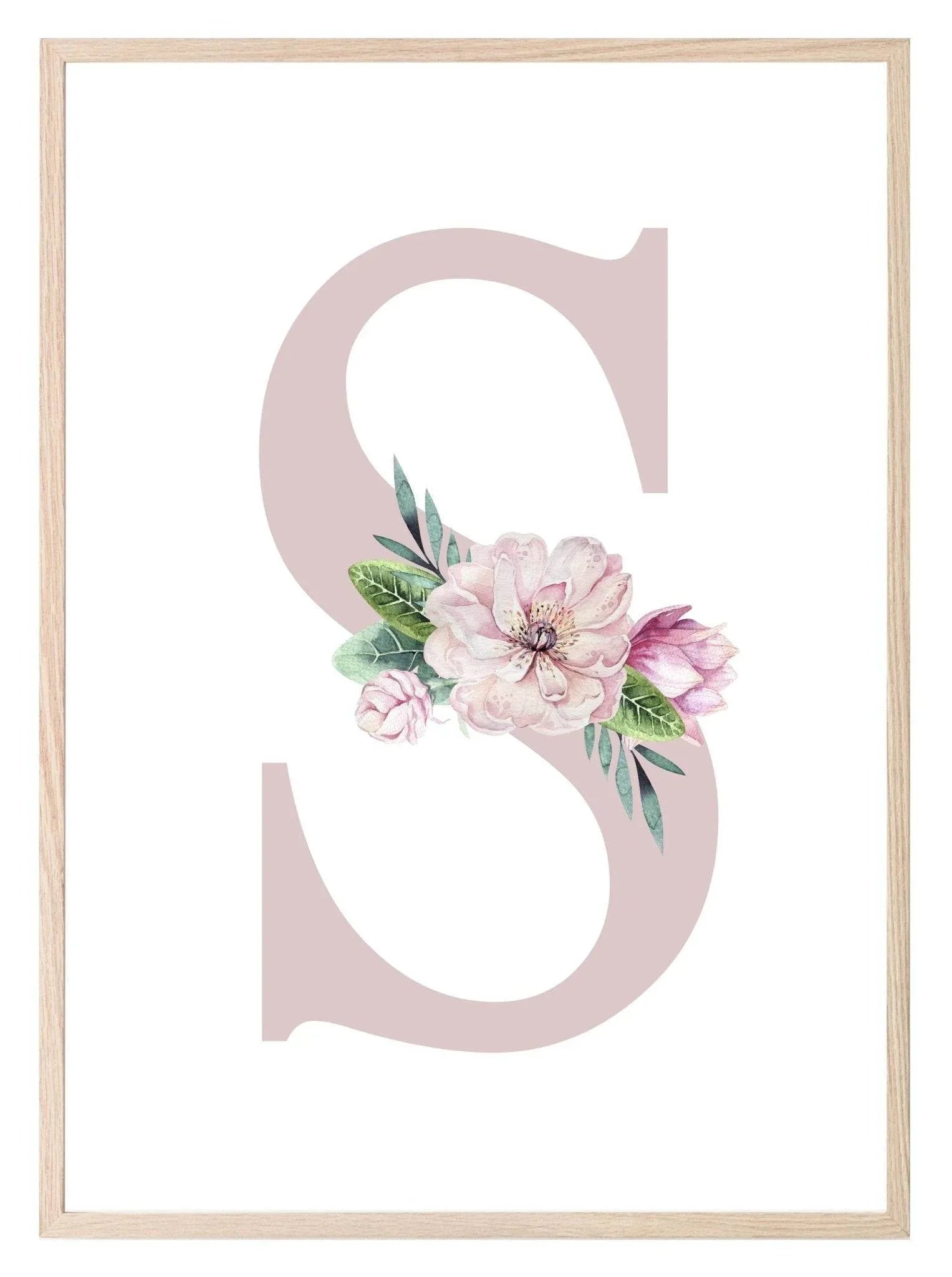 Personalised Floral Initial Print | Flower Wall Art - Larosier Prints